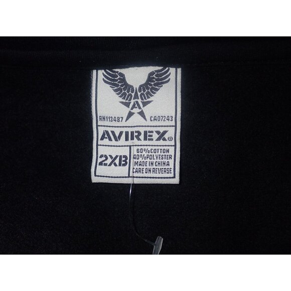 Avirex Hoodie Mens  Black Embroidered Winged Skull Full Zip Streetwear 2XB EUC‎ - Picture 7 of 7